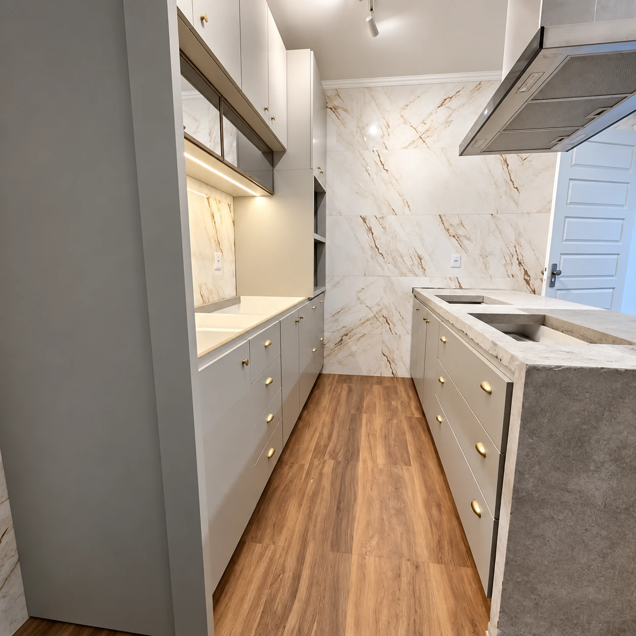 Cozinha em tons claros — DCP Móveis — imagem com tratamento visual